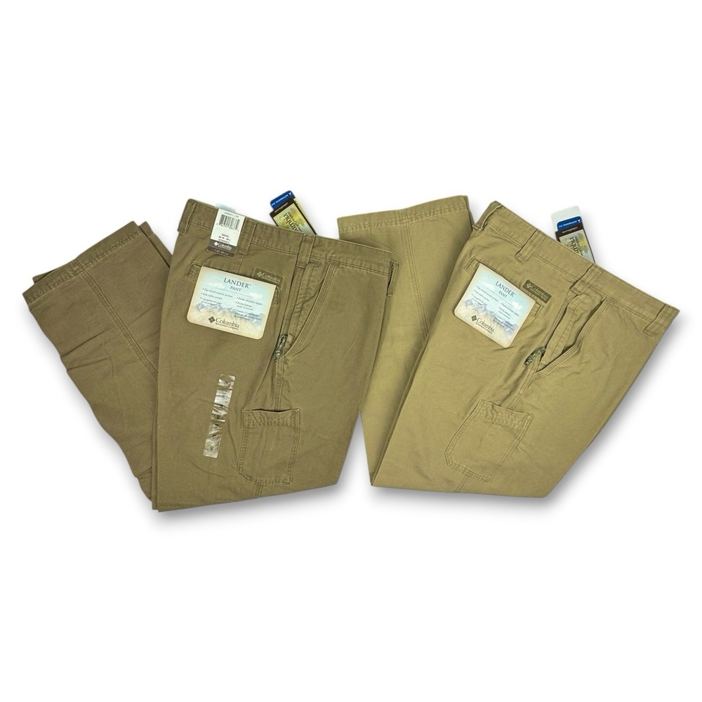Columbia® Lander™ Pants Lot of 2 Men's 36x30 Cargo Tan Khaki 100% Cotton NWT $90
